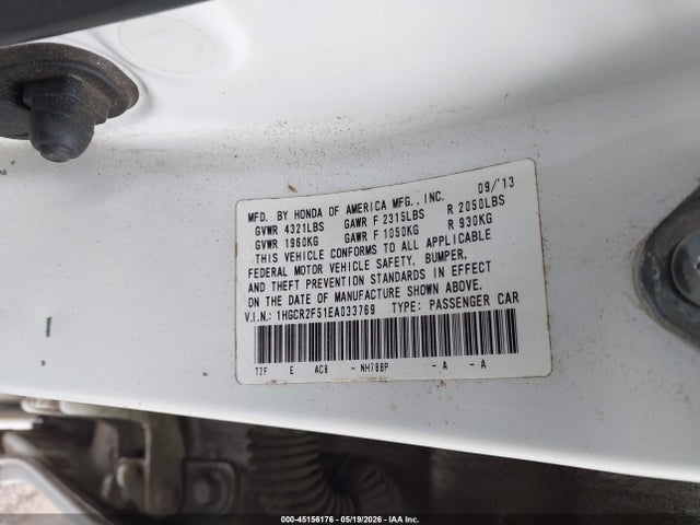 2014 Honda Accord Sport მანქანა იყიდება აუქციონზე, vin: 1HGCR2F51EA033769, აუქციონის ნომერი: 45156176