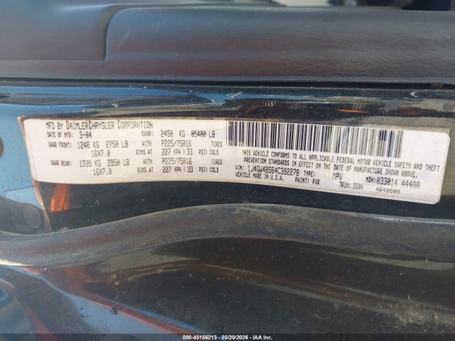Продаж на аукціоні авто 2004 Jeep Grand Cherokee Laredo, vin: 1J4GW48S64C392278, номер лоту: 45156213