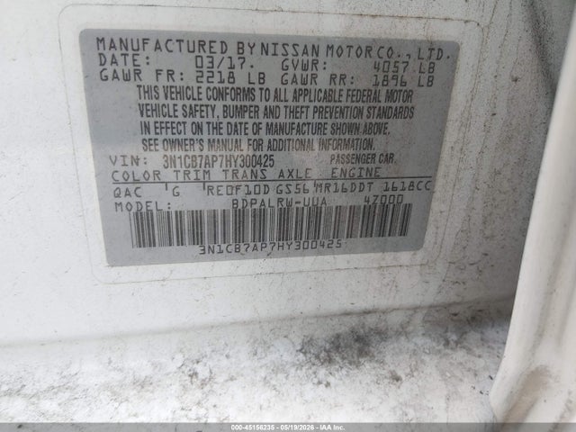 3N1CB7AP7HY300425 Nissan Sentra Sr Turbo