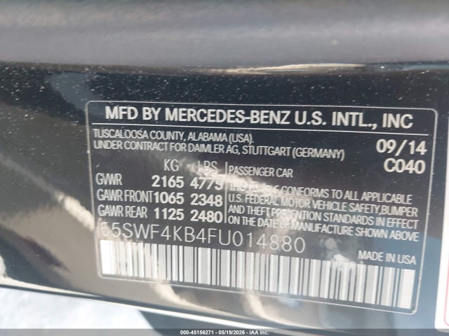 Aukcja sprzedaży 2015 Mercedes-benz C 300 4matic/luxury 4matic/sport 4matic, vin: 55SWF4KB4FU014880, numer aukcji: 45156271