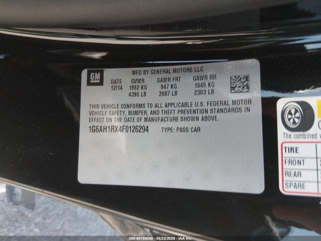 Продаж на аукціоні авто 2015 Cadillac Ats Luxury, vin: 1G6AH1RX4F0126294, номер лоту: 45156348