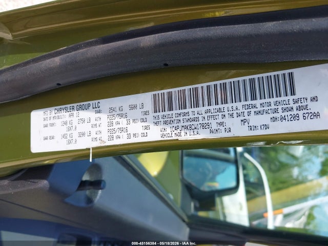 45156384 :رقم المزاد ، 1C4PJMAK8CW178291 vin ، 2012 Jeep Liberty Sport مزاد بيع