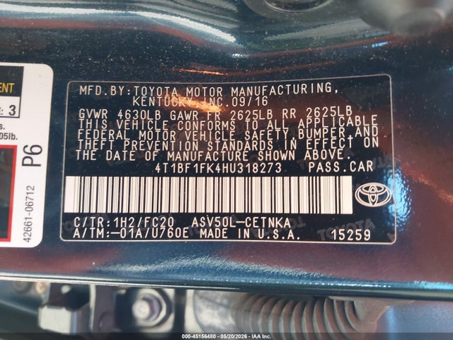 4T1BF1FK4HU318273 Toyota CAMRY LE