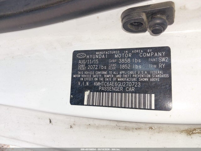 45156554 :رقم المزاد ، KMHTC6AE6GU270723 vin ، 2016 Hyundai Veloster Turbo مزاد بيع