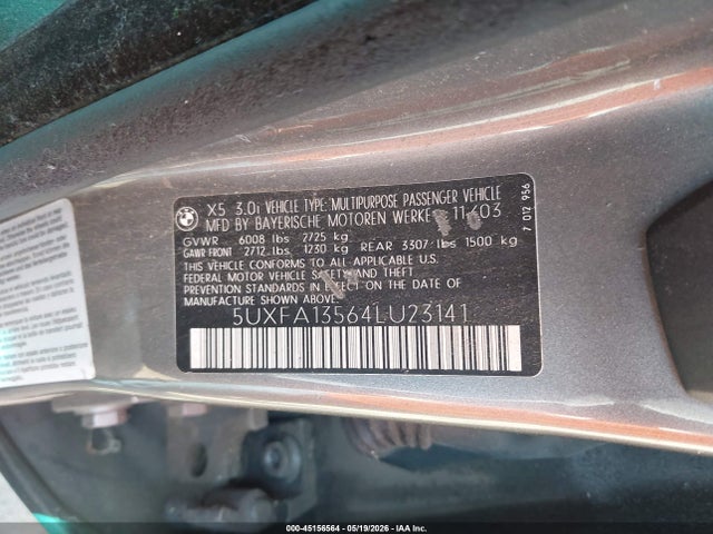 Продаж на аукціоні авто 2004 Bmw X5 3.0i, vin: 5UXFA13564LU23141, номер лоту: 45156564