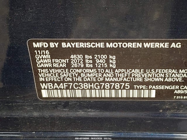 Продажа на аукционе авто 2017 Bmw 430i Gran Coupe, vin: WBA4F7C38HG787875, номер лота: 45156598