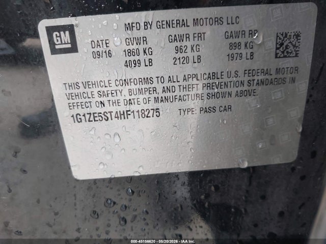 Aukcja sprzedaży 2017 Chevrolet Malibu 1lt, vin: 1G1ZE5ST4HF118275, numer aukcji: 45156620