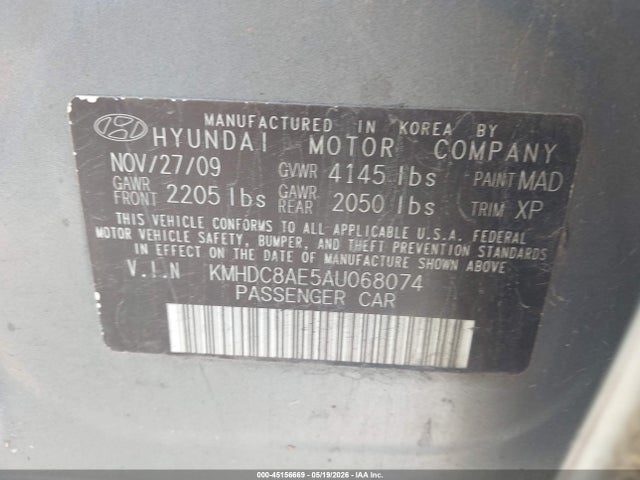 2010 Hyundai Elantra Touring Se მანქანა იყიდება აუქციონზე, vin: KMHDC8AE5AU068074, აუქციონის ნომერი: 45156669