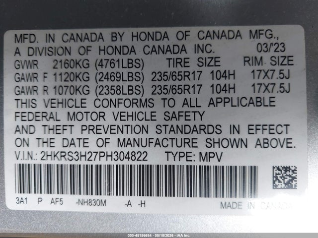 Honda Cr-v Lx 2wd 2023 2HKRS3H27PH304822 Image 9