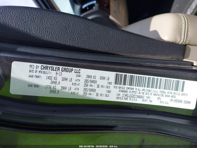 Dodge DURANGO LIMITED 2014 1C4RDJDG2EC306843 Image 9