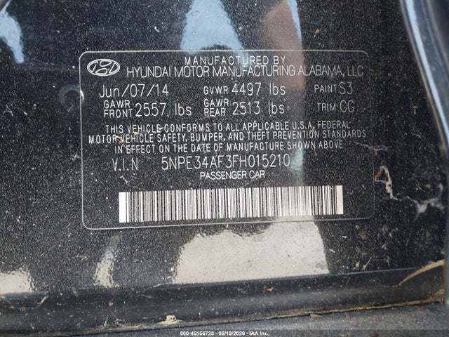 Aukcja sprzedaży 2015 Hyundai Sonata Limited, vin: 5NPE34AF3FH015210, numer aukcji: 45156723