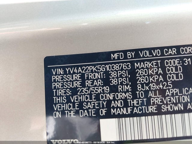 Aukcja sprzedaży 2016 Volvo Xc90 T6 Momentum, vin: YV4A22PK5G1038763, numer aukcji: 45156773