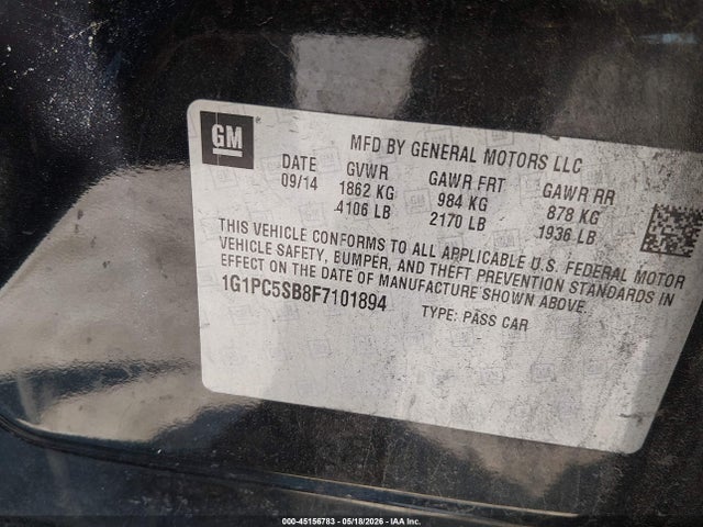 1G1PC5SB8F7101894 Chevrolet Cruze 1lt Auto