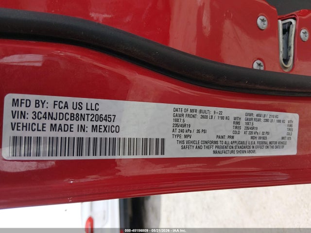 Jeep Compass (red) Edition 4x4 2022 3C4NJDCB8NT206457 Image 9