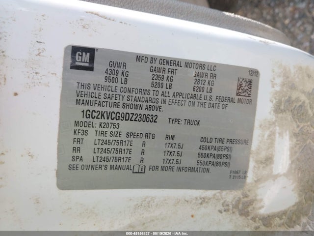 Aukcja sprzedaży 2013 Chevrolet Silverado 2500hd Work Truck, vin: 1GC2KVCG9DZ230632, numer aukcji: 45156827