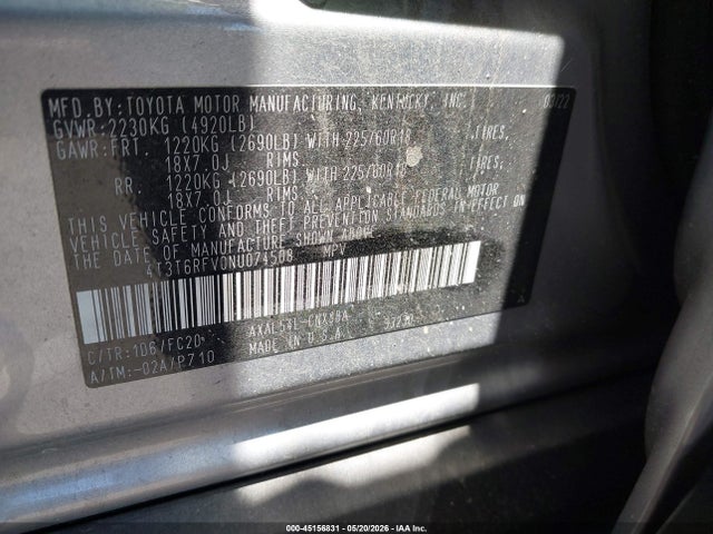 4T3T6RFV0NU074508 Toyota Rav4 Hybrid Se