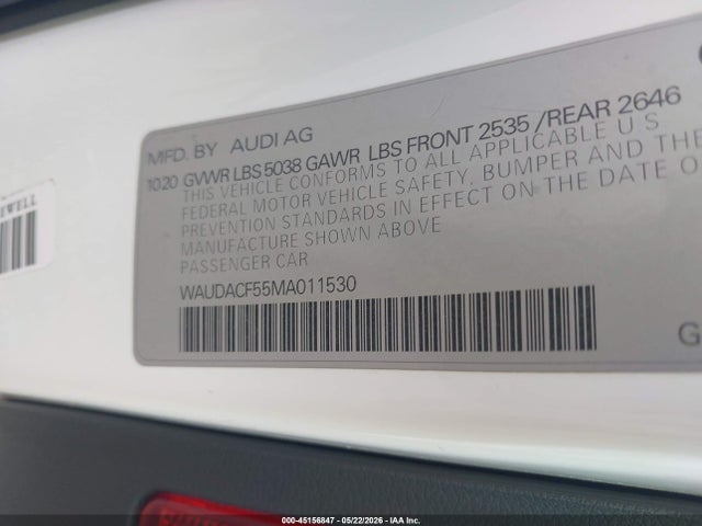 Продажа на аукционе авто 2021 Audi A5 Sportback Premium 45 Tfsi Quattro S Tronic, vin: WAUDACF55MA011530, номер лота: 45156847