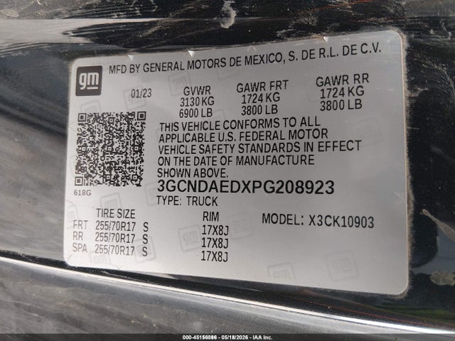 3GCNDAEDXPG208923 Chevrolet Silverado 1500 4wd Long Bed Wt
