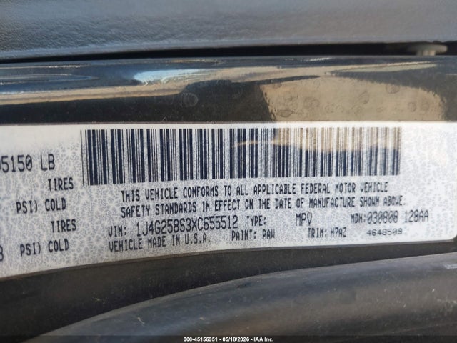 Продажа на аукционе авто 1999 Jeep Grand Cherokee Laredo, vin: 1J4G258S3XC655512, номер лота: 45156951