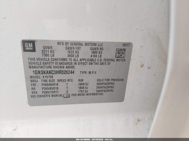 1GNSKAKC3HR326244 Chevrolet Tahoe Ls