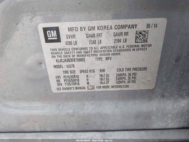 Продажа на аукционе авто 2014 Buick Encore, vin: KL4CJASB3EB758869, номер лота: 45156988