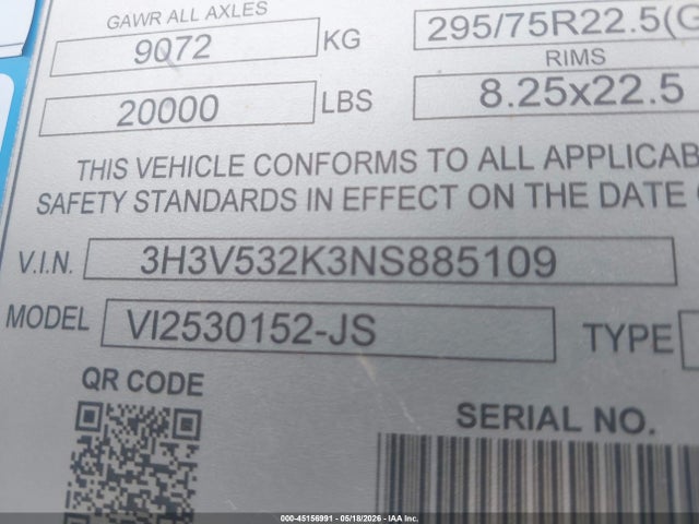 Aukcja sprzedaży 2022 Hyundai Translead Inc Hyundai Translead Inc, vin: 3H3V532K3NS885109, numer aukcji: 45156991