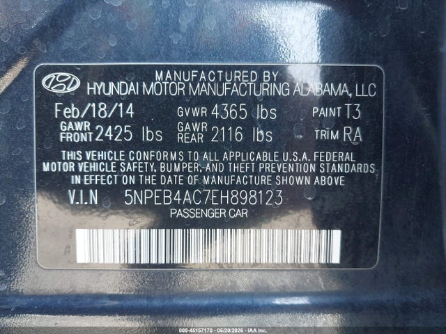 Hyundai SONATA GLS 2014 5NPEB4AC7EH898123 Image 9