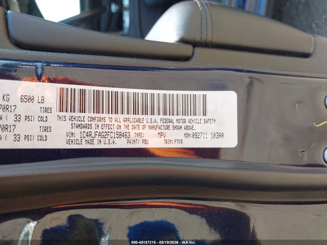 45157215 :رقم المزاد ، 1C4RJFAG2FC158463 vin ، 2015 Jeep Grand Cherokee Laredo مزاد بيع