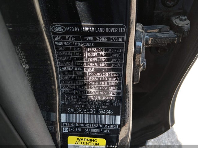 SALCP2BG0GH594348 Land Rover Discovery Sport Se