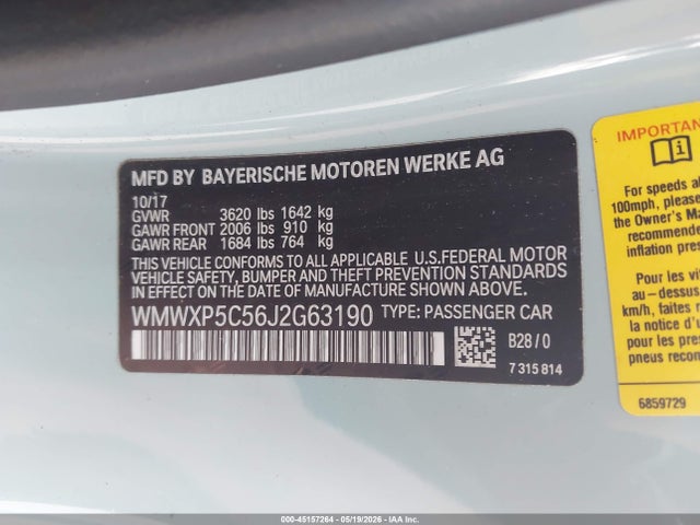 WMWXP5C56J2G63190 Mini Hardtop Cooper/oxford Edition