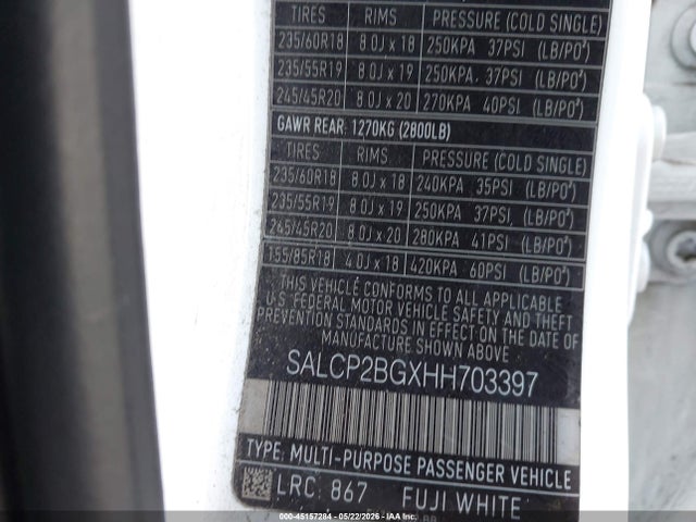 SALCP2BGXHH703397 Land Rover Discovery Sport Se