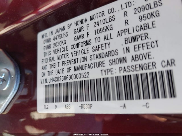 Aukcja sprzedaży 2009 Acura Tsx, vin: JH4CU26669C003522, numer aukcji: 45157357