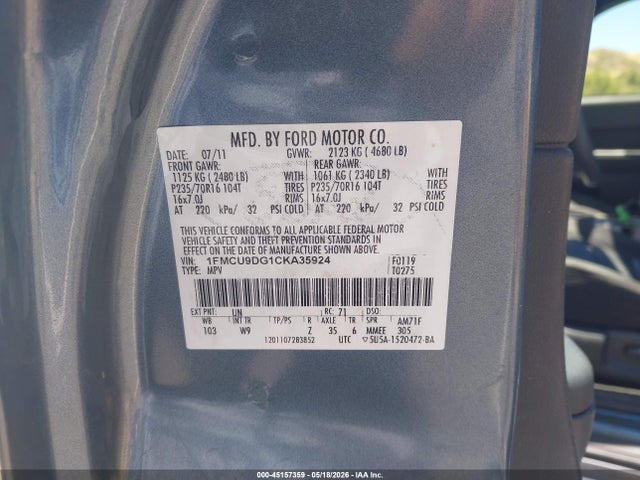 Aukcja sprzedaży 2012 Ford Escape Xlt, vin: 1FMCU9DG1CKA35924, numer aukcji: 45157359