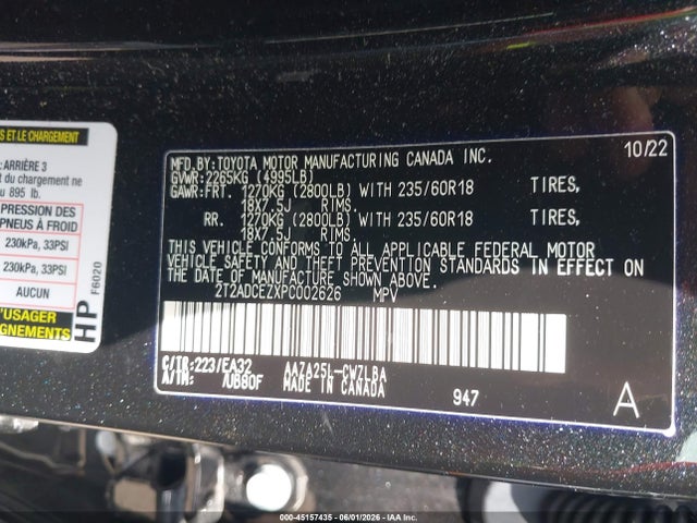 Продаж на аукціоні авто 2023 Lexus Nx 250, vin: 2T2ADCEZXPC002626, номер лоту: 45157435