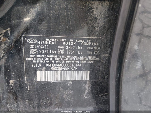 Aukcja sprzedaży 2012 Hyundai Elantra Gls (ulsan Plant), vin: KMHDH4AE6CU318144, numer aukcji: 45157458