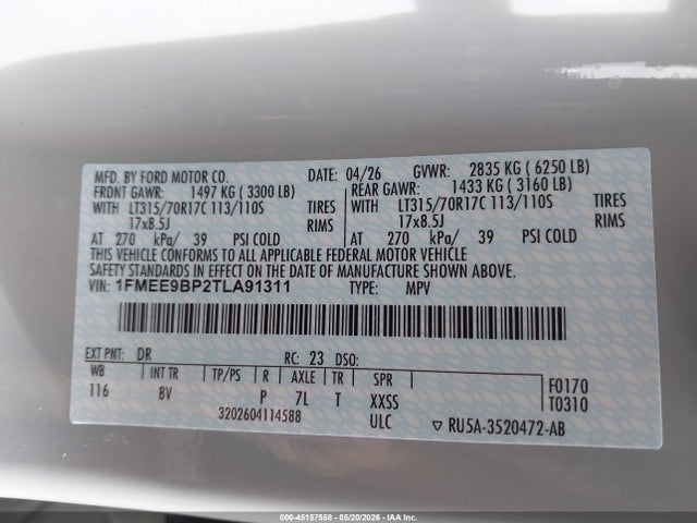 Продажа на аукционе авто 2026 Ford Bronco Badlands, vin: 1FMEE9BP2TLA91311, номер лота: 45157558
