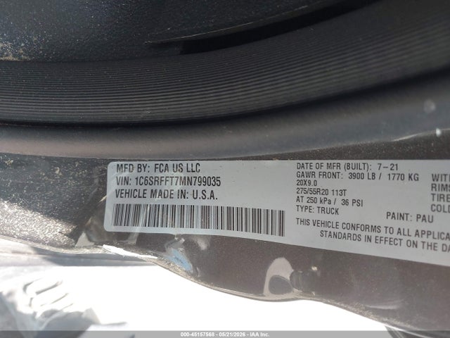 1C6SRFFT7MN799035 RAM 1500 Big Horn 4x4 5&#039;7 Box