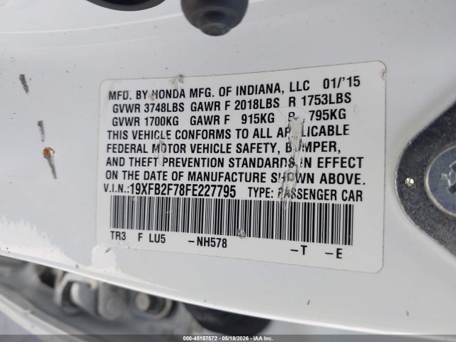 19XFB2F78FE227795 Honda CIVIC SE