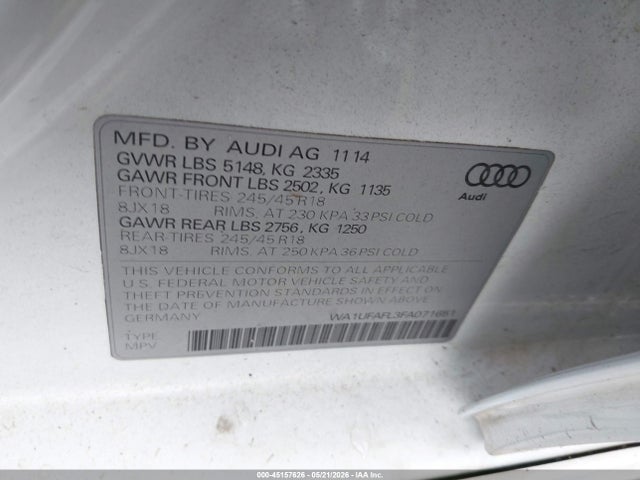 Продаж на аукціоні авто 2015 Audi Allroad 2.0t Premium, vin: WA1UFAFL3FA071651, номер лоту: 45157626