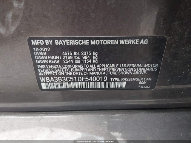 45157667 :رقم المزاد ، WBA3B3C51DF540019 vin ، 2013 Bmw 328i Xdrive مزاد بيع
