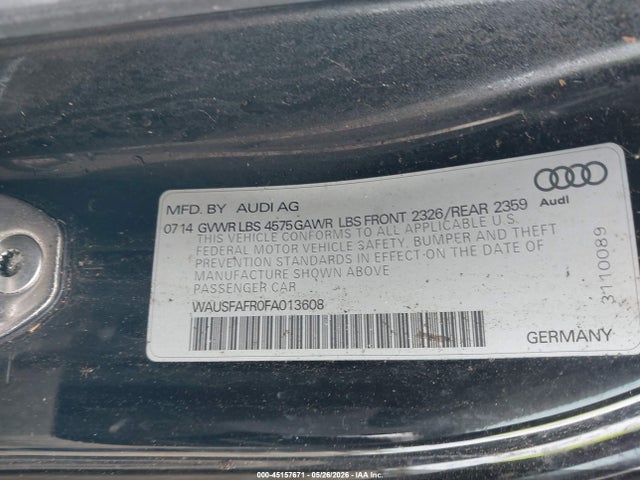 Aukcja sprzedaży 2015 Audi A5 Premium Plus, vin: WAUSFAFR0FA013608, numer aukcji: 45157671