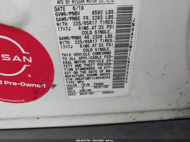 Auction sale of the 2020 Nissan Rogue S Fwd, vin: JN8AT2MT1LW004284, lot number: 45157761