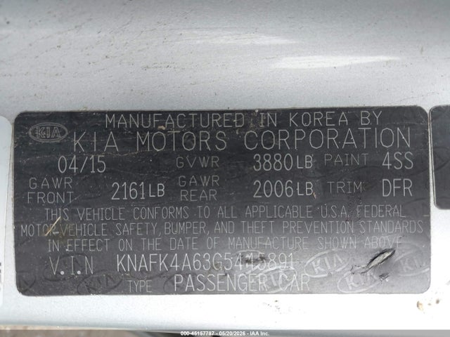 Aukcja sprzedaży 2016 Kia Forte Lx, vin: KNAFK4A63G5445891, numer aukcji: 45157787