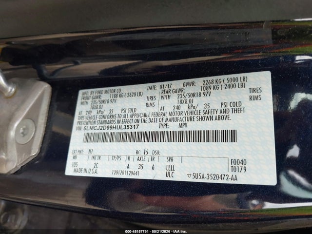 Lincoln MKC SELECT 2017 5LMCJ2D99HUL35317 Image 9