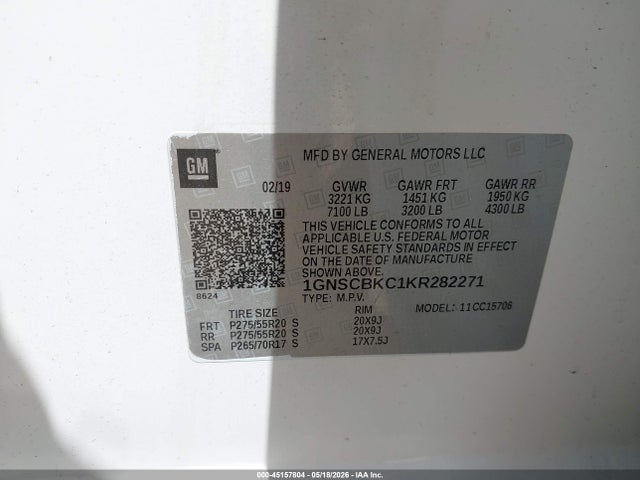 Chevrolet Tahoe Lt 2019 1GNSCBKC1KR282271 Image 9