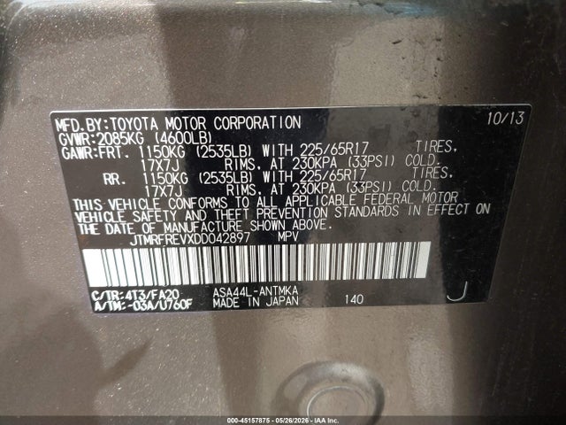Продаж на аукціоні авто 2013 Toyota Rav4 Xle, vin: JTMRFREVXDD042897, номер лоту: 45157875