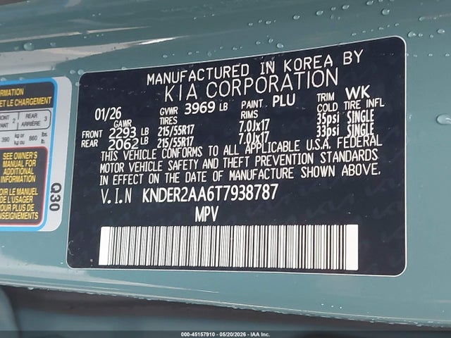 Продаж на аукціоні авто 2026 Kia Seltos Ex, vin: KNDER2AA6T7938787, номер лоту: 45157910