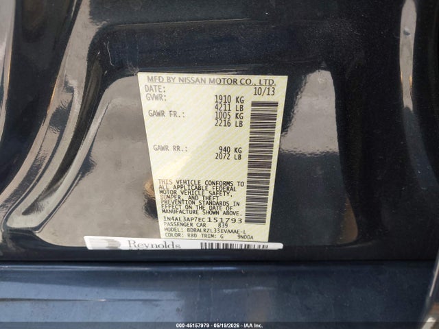 1N4AL3AP7EC151793 Nissan Altima 2.5 S