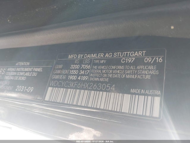 Aukcja sprzedaży 2017 Mercedes-benz G 550 4matic, vin: WDCYC3KF6HX263054, numer aukcji: 45158000