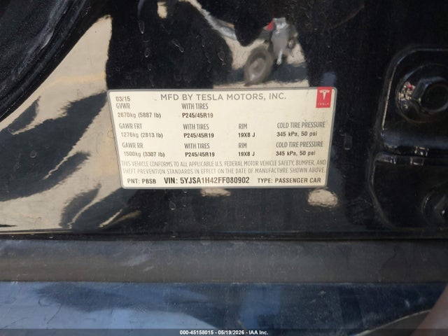 Tesla Model S 85d/p85d 2015 5YJSA1H42FF080902 Image 9
